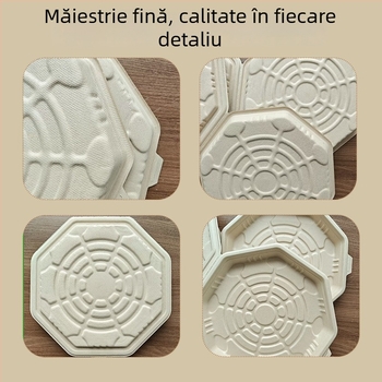 Cutie de pizza de 10 inch, din pulpă biodegradabilă, design octagonal, încălzibilă, într-o singură piesă