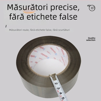 Bandă de ambalare transparentă, cu zgomot redus; lățime 4,5–6 cm, lungime 60–150 m, film BOPP, adeziv hidrocoloidic, culori: transparent, maro, bej, 1 rolă