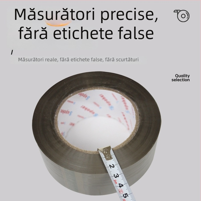 Bandă de ambalare transparentă, cu zgomot redus; lățime 4,5–6 cm, lungime 60–150 m, film BOPP, adeziv hidrocoloidic, culori: transparent, maro, bej, 1 rolă