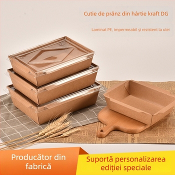 Cutie de masă din Kraft, de unică folosință, pentru take-away, sushi, fructe și salate, compatibilă cu cuptorul cu microunde