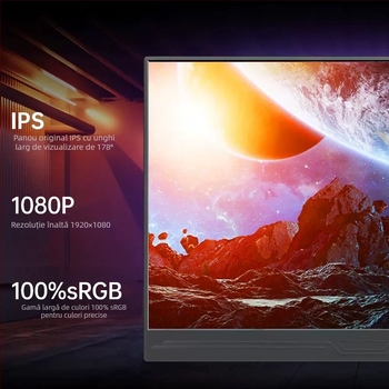 Monitor portabil pentru gaming de 15,6 inci, 1080p, compatibil Switch, Xbox, PS5, PC și telefon mobil
