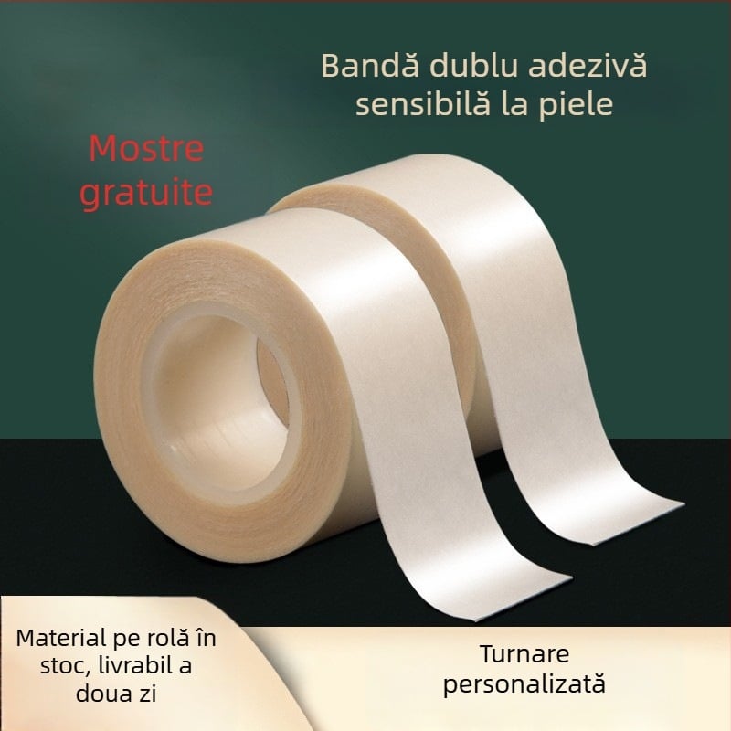 Bandă medicală cu adeziv sensibil la presiune, PE nețesut, pansament respirabil pentru răni, adeziv dublu