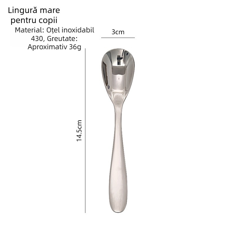 Lingură din oțel inoxidabil, design modern și simplu, pentru restaurante și uz casnic, pentru supe și fel principal, lingură mare pentru copii