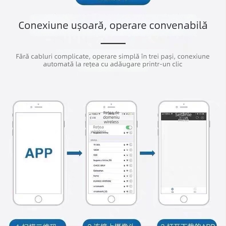 Cameră Wi‑Fi de securitate pentru casă – interior/exterior, viziune de noapte HD, monitorizare de la distanță prin smartphone