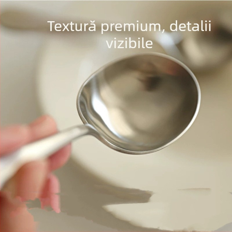 Lingură din oțel inoxidabil mat 18/10, cupă adâncă, cap mare, pentru taitei, supă, terci și nest de păsări