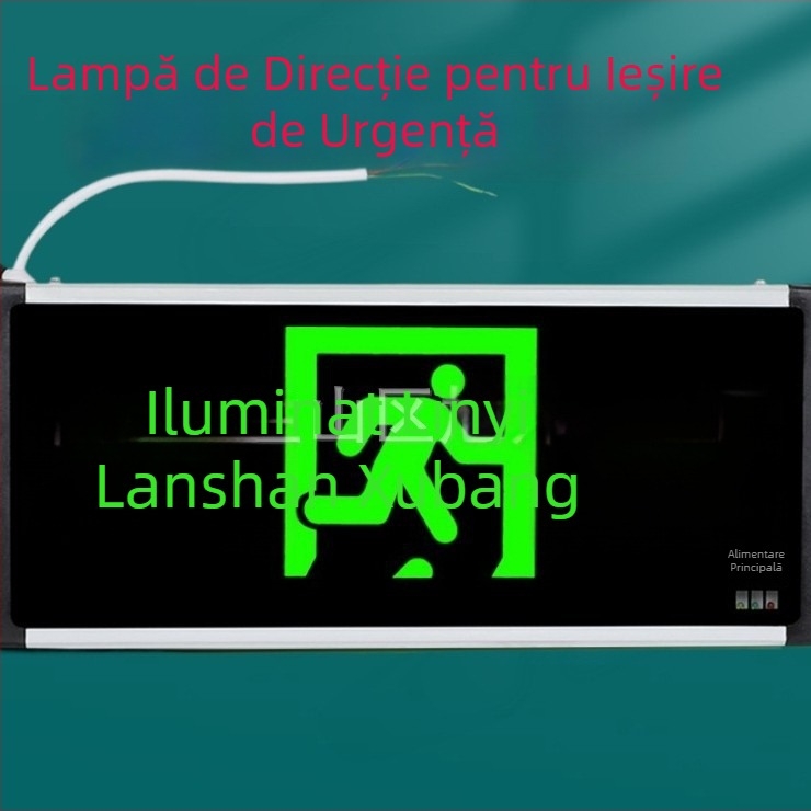 Lumină de semnalizare pentru incendiu cu baterie, semn de ieșire de siguranță și iluminare cu LED pentru evacuare