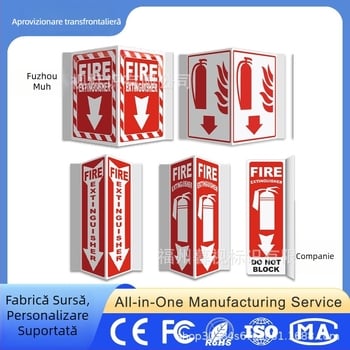 Semn 3D de avertizare la incendiu pentru locația stingătorului, placă de siguranță personalizabilă