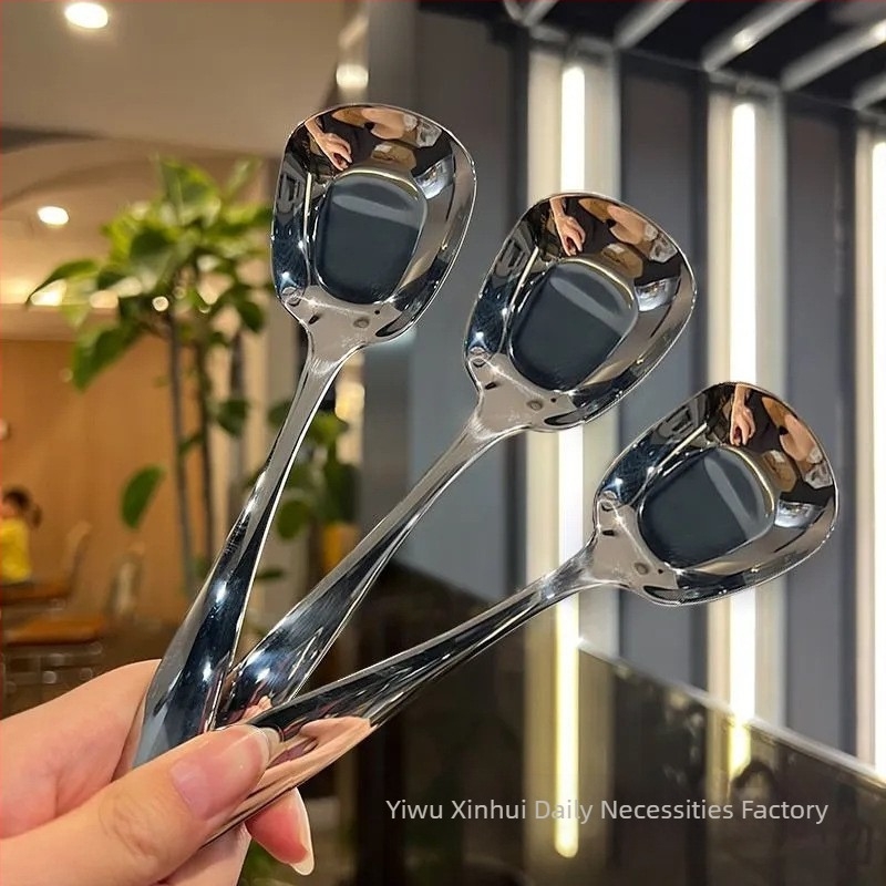 Lingură din oțel inoxidabil, design modern minimalist, lingură de masă multifuncțională pentru orez, mâncare occidentală, înghețată și pepene