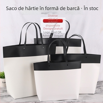 Pungi din kraft albe pentru magazine de îmbrăcăminte, cu imprimare a logo-ului