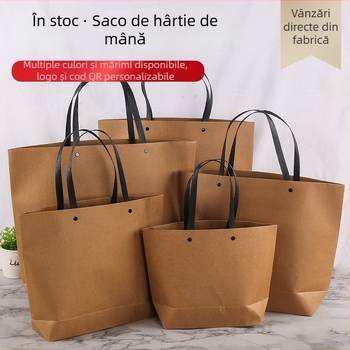 Pungi din kraft albe pentru magazine de îmbrăcăminte, cu imprimare a logo-ului