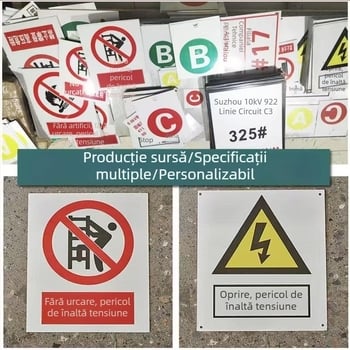 Placă cu număr de stâlp, semn reflectorizant din aluminiu, semn de avertizare pentru liniile turnului și siguranță rutieră