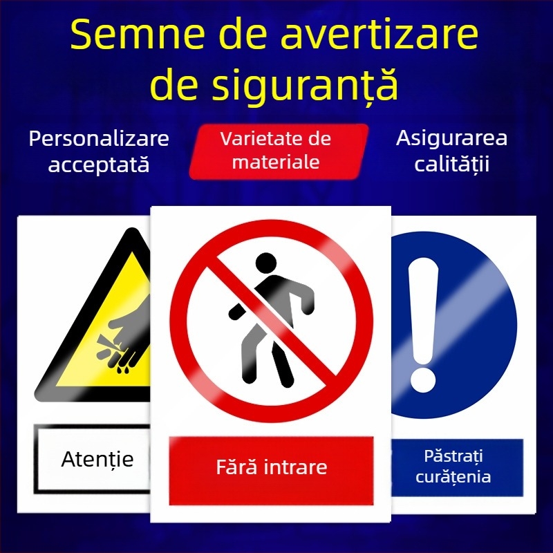Semnal de securitate PVC reflectorizant pentru șantiere — avertisment, interdicție de fumat, potrivit pentru ateliere și fabrici, materiale PVC, aluminiu și acrilic