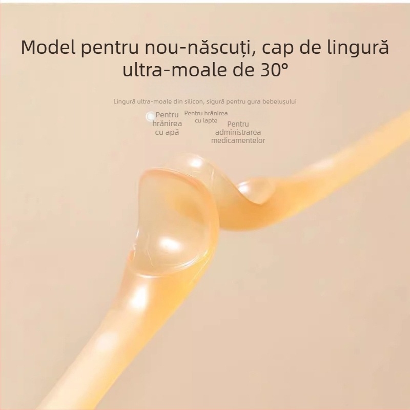 Lingură pentru copii din silicon, cap moale, culoare solidă, pentru hrănire cu apă, lapte și hrană complementar — lingură de instruire