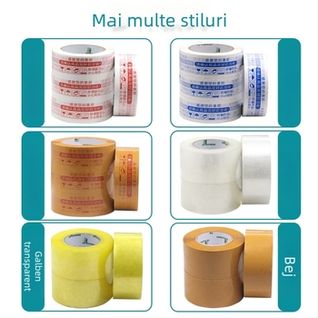 Bandă de ambalare transparentă, rolă mare bej, 45 mm × 220 m, 50 μm, bază OPP/BOPP, adeziv pe bază de apă, pentru expediere rapidă