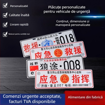 Semne reflectorizante pentru vehicule de intervenție, plăcuțe gravate cu nume și semne de comandă rutieră
