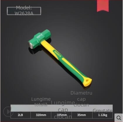 Power Lion ciocan octogonal cu mâner din fibră de sticlă, cap din oțel cu conținut înalt de carbon, 2–16 lb, model W0335A