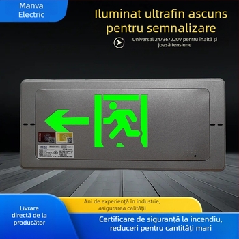 Indicator de ieșire metalic ultra-subțire, iluminare LED pentru evacuare, 36V-220V