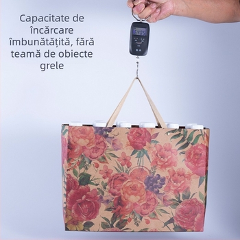 Geantă de hârtie Kraft cu roz vintage pentru îmbrăcăminte, Hanfu, genți, măști, cutii de pantofi, pungă cadou