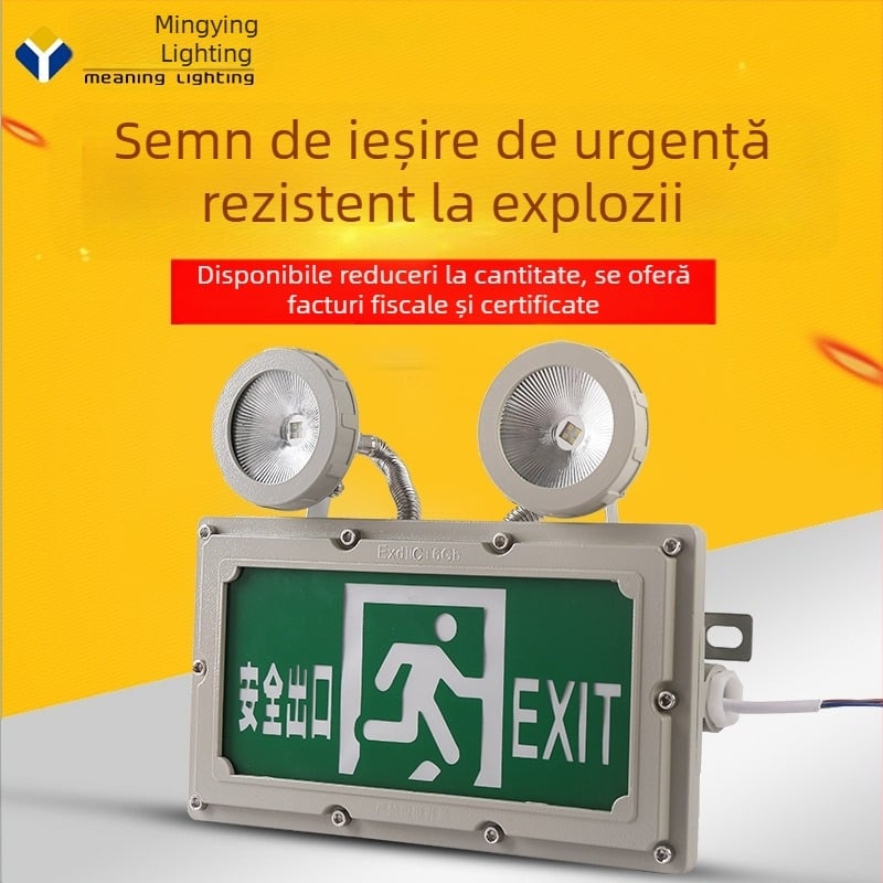LED antiexplozie cu două brațe, lumină de urgență cu indicator pentru ieșire în siguranță și evacuare, pentru stații de alimentare și depozite