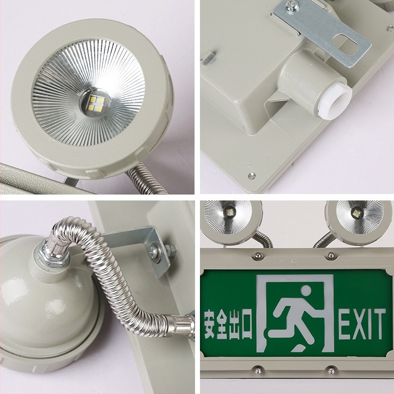 LED antiexplozie cu două brațe, lumină de urgență cu indicator pentru ieșire în siguranță și evacuare, pentru stații de alimentare și depozite