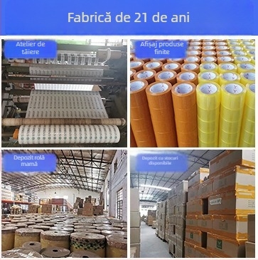 Bandă de ambalare transparentă, bandă de sigilare galbenă pentru ambalaje, adeziv pe bază de apă, lățime 4,2 cm, lungime 100 m