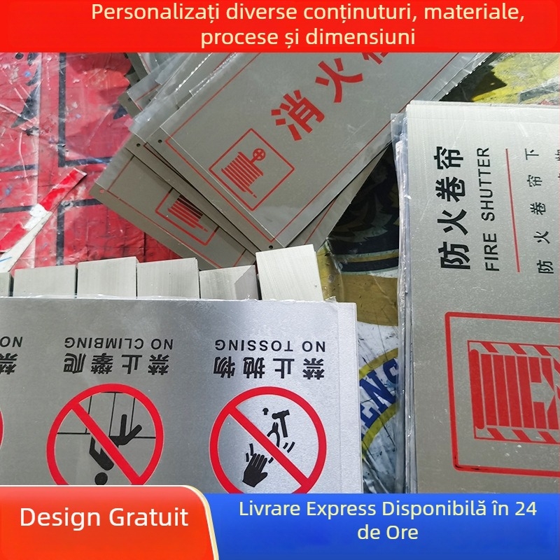 Semne de avertizare la incendiu din oțel inoxidabil pentru hidrant și stingător în spații publice