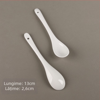 Lingură ceramică pentru copii, cu trei curbe, set cu lingură de supă corespunzătoare, 11,7 cm