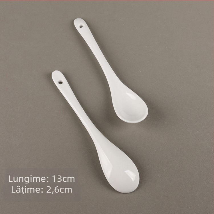 Lingură ceramică pentru copii, cu trei curbe, set cu lingură de supă corespunzătoare, 11,7 cm