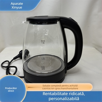 Fierbător electric din sticlă, capacitate mare, multifunctional pentru fierberea apei, infuzie și preparare ceai, 1,5–2 L, oprire automată, potrivit 6 persoane sau mai mult