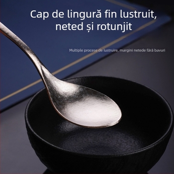 Lingură de titan cu floare de gheață cristalizată, rezistentă la rugină și mucegai, mâner lung, pentru supă și orez