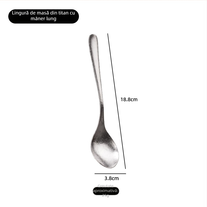 Lingură de titan cu floare de gheață cristalizată, rezistentă la rugină și mucegai, mâner lung, pentru supă și orez