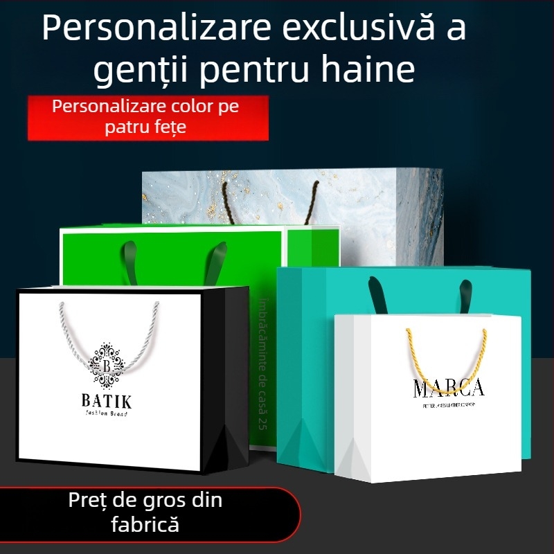 Geantă de cumpărături din carton kraft alb, în stil geantă de mână, personalizabilă cu logo tipărit