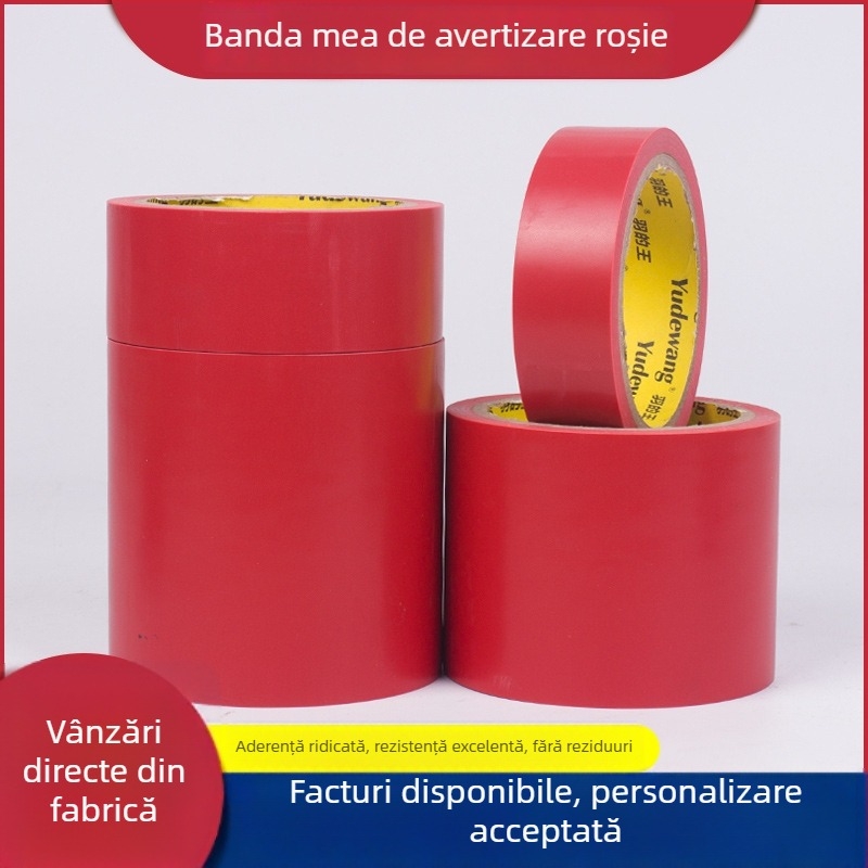Bandă roșie de avertizare din PVC pentru marcarea podelei și siguranță împotriva incendiilor — 12mm x 18yd