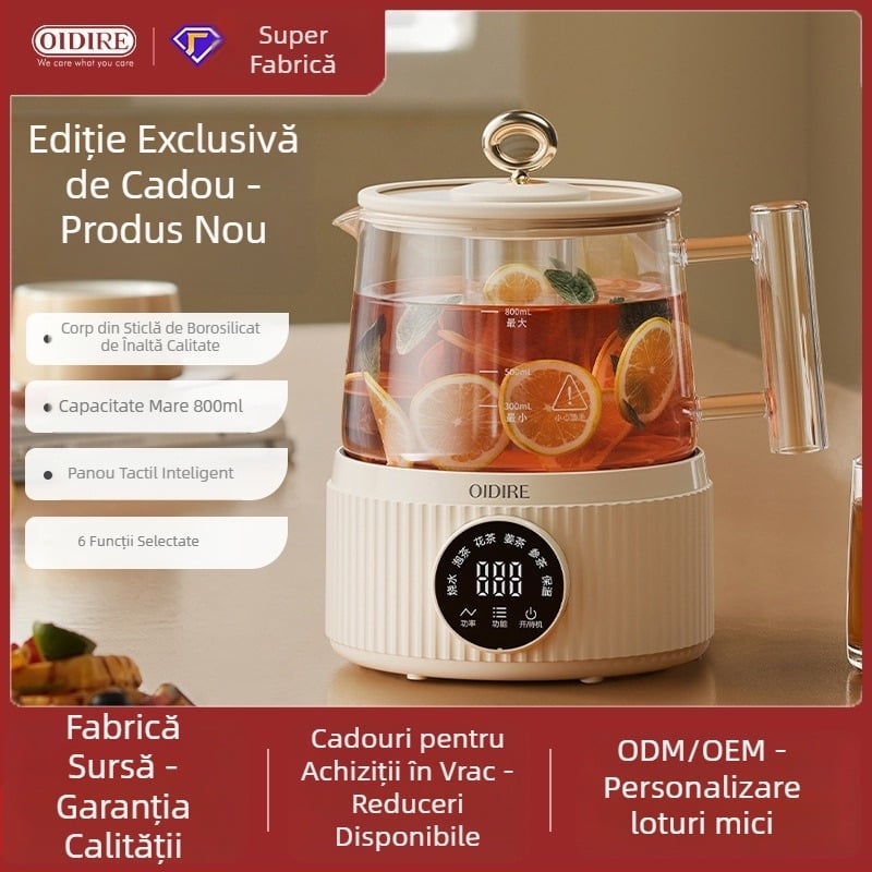 OIDIRE Health Pot din sticlă – ceainic electric multifuncțional pentru ceai de flori, automat, pentru uz casnic