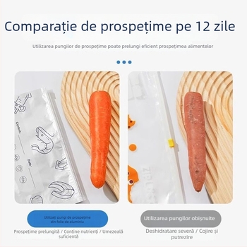 Pungi de conservare cu folie de aluminiu, etanșe, pentru frigider și congelator, compatibile cu cuptorul cu microunde, set 10 bucăți