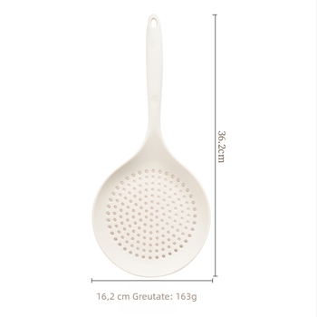 Lingură cu sită mare din silicon, mâner lung, de calitate alimentară, rezistentă la temperaturi înalte, pentru scurgerea pastelor și găluștelor