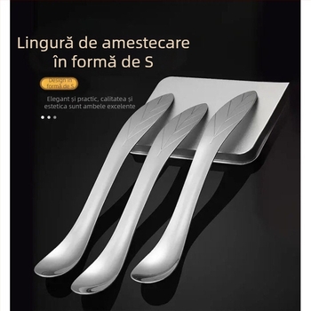 Lingură de amestec în formă S, cu mâner lung, multifuncțională pentru umplerea găluștelor, potrivită pentru coacere, ceai cu lapte, cafea și înghețată.