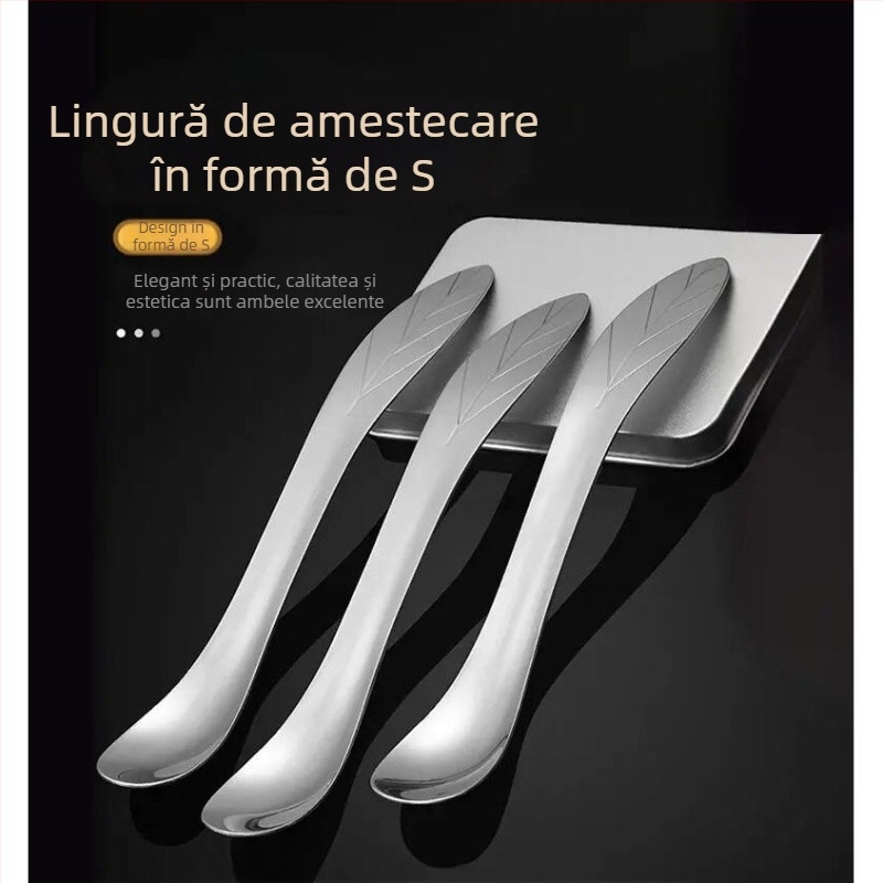 Lingură de amestec în formă S, cu mâner lung, multifuncțională pentru umplerea găluștelor, potrivită pentru coacere, ceai cu lapte, cafea și înghețată.