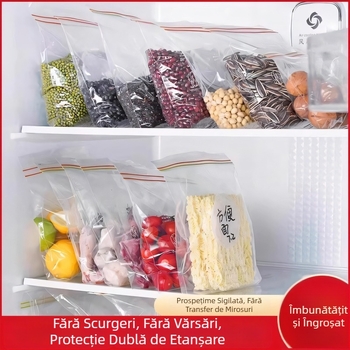 Pungă groasă pentru depozitare alimente, de calitate alimentară, cu fermoar etanș, pentru utilizare casnică, refrigerare și împărțire în porții