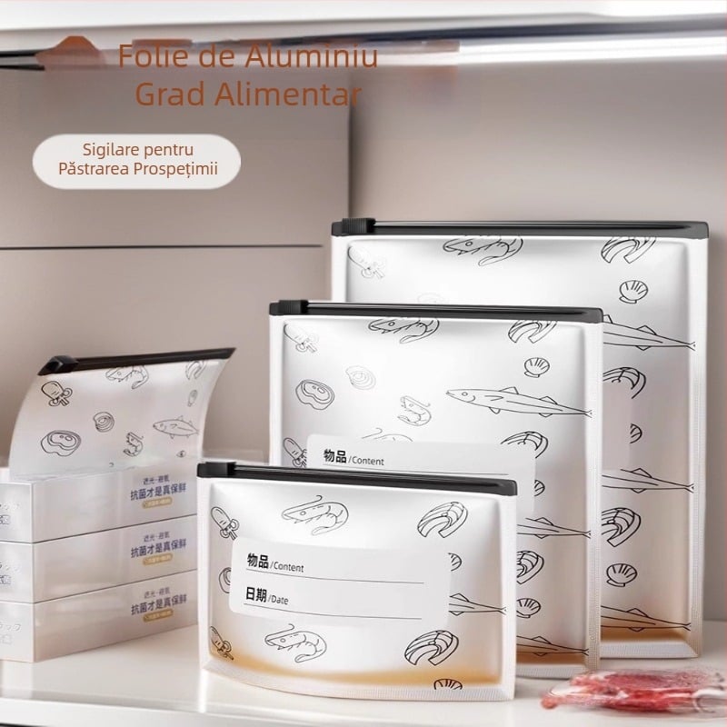 Pungi din folie de aluminiu, de calitate alimentară, pentru frigider și congelator, pungi sigilante pentru depozitare în bucătărie