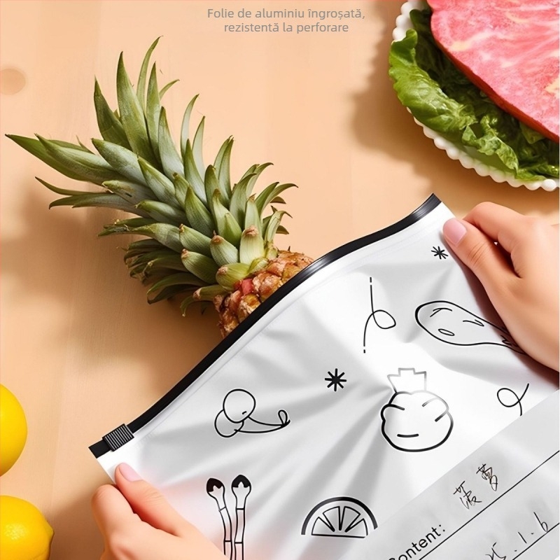 Pungi din folie de aluminiu, de calitate alimentară, pentru frigider și congelator, pungi sigilante pentru depozitare în bucătărie
