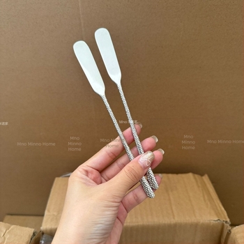 Minnow Home 316 oțel inoxidabil: spatulă pentru pâine, spatulă pentru gem, lingură de amestec pentru cafea și pentru pahar, lungă, groasă, cu textură ciocănită