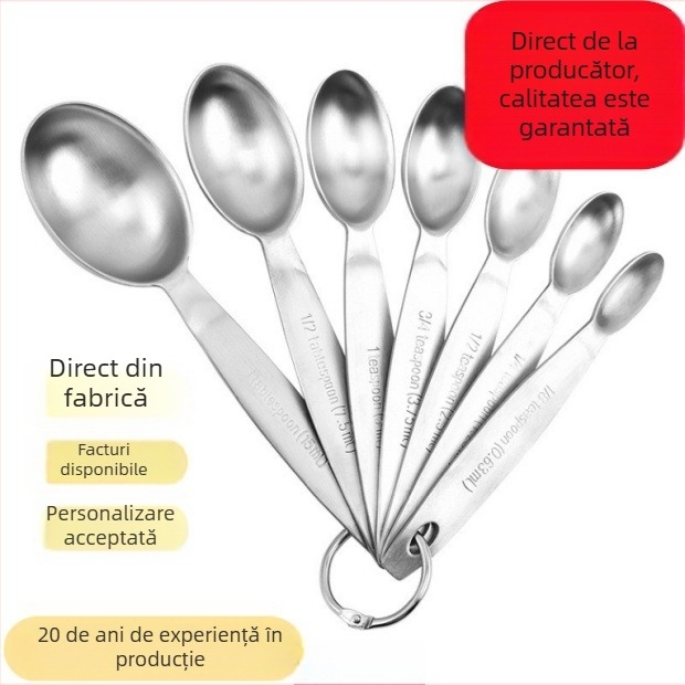 Set de linguri măsură din oțel inoxidabil, în formă de ou, 7 piese, pentru gătit și coacere