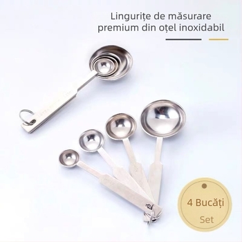 Set de linguri de măsurat din oțel inoxidabil, patru piese – scară de grame, pentru ceai cu lapte, coacere și sare