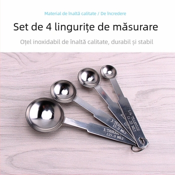 Set de linguri de măsurat din oțel inoxidabil, patru piese – scară de grame, pentru ceai cu lapte, coacere și sare