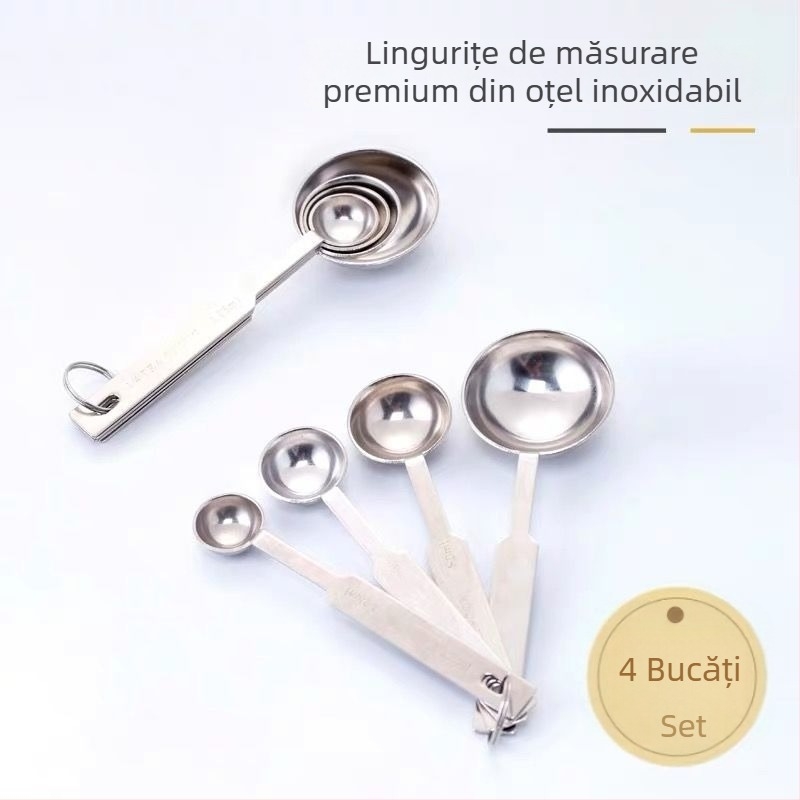 Set de linguri de măsurat din oțel inoxidabil, patru piese – scară de grame, pentru ceai cu lapte, coacere și sare