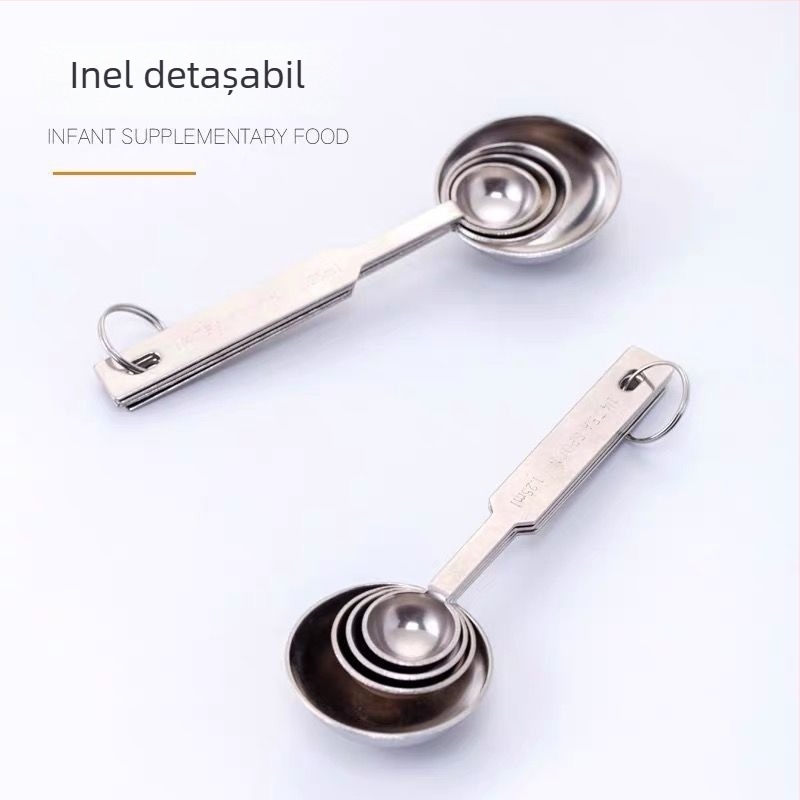 Set de linguri de măsurat din oțel inoxidabil, patru piese – scară de grame, pentru ceai cu lapte, coacere și sare