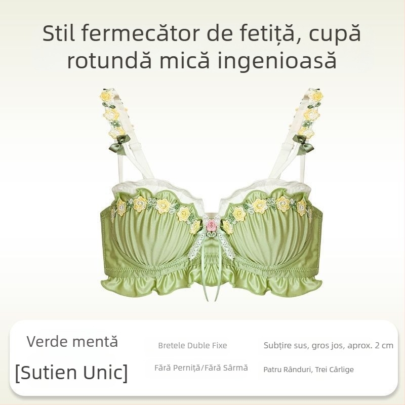 Sutien din dantelă pentru sâni mici, respirabil, ușor, fără căptușeală, cu push-up, confortabil
