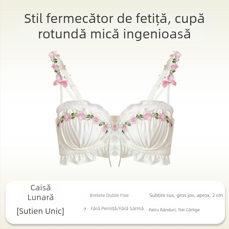 Sutien din dantelă pentru sâni mici, respirabil, ușor, fără căptușeală, cu push-up, confortabil