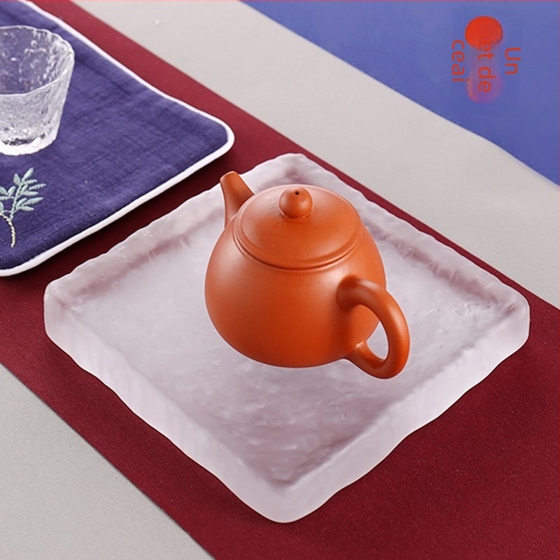 Ceainic japonez din sticlă, lucrat manual, cu finisaj mat retro; suport pentru ceainic și accesorii pentru setul de ceai